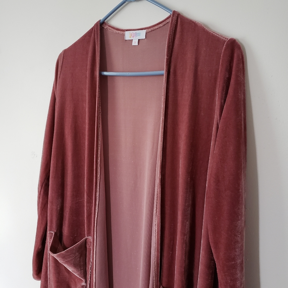Rose Gold Velvet Cardigan Duster